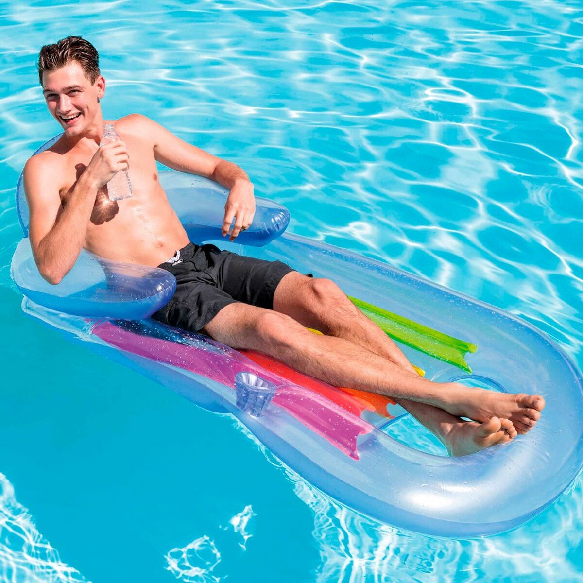 Scaun gonflabil pentru piscină Intex Curcubeu 160 x 53 x 85 cm (6 Unități) - Jucarii si jocuri, În aer liber și sport