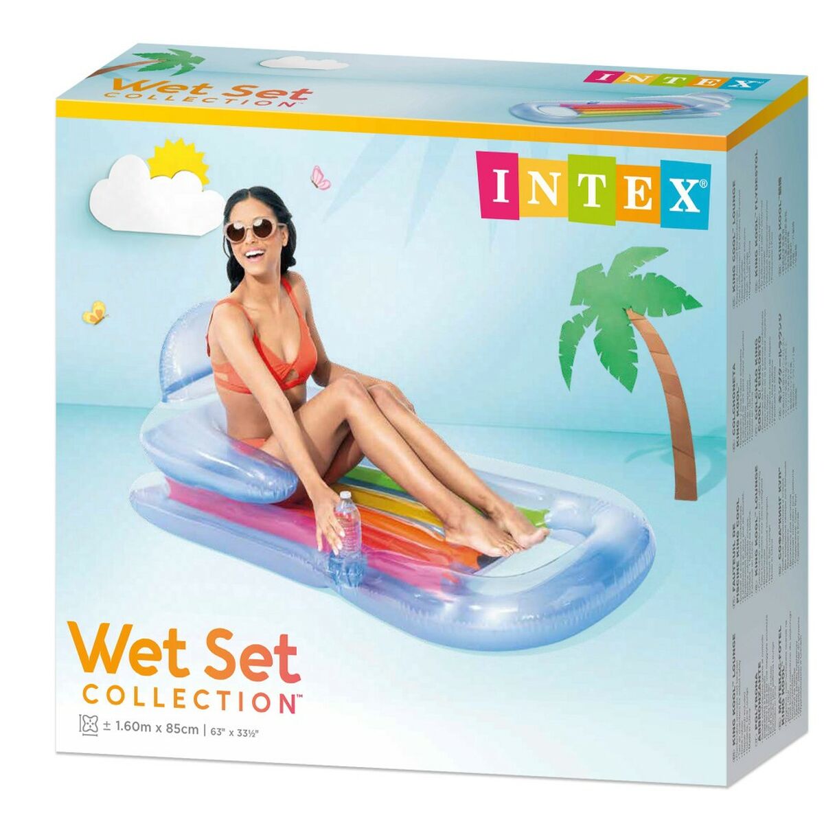 Scaun gonflabil pentru piscină Intex Curcubeu 160 x 53 x 85 cm (6 Unități) - Jucarii si jocuri, În aer liber și sport