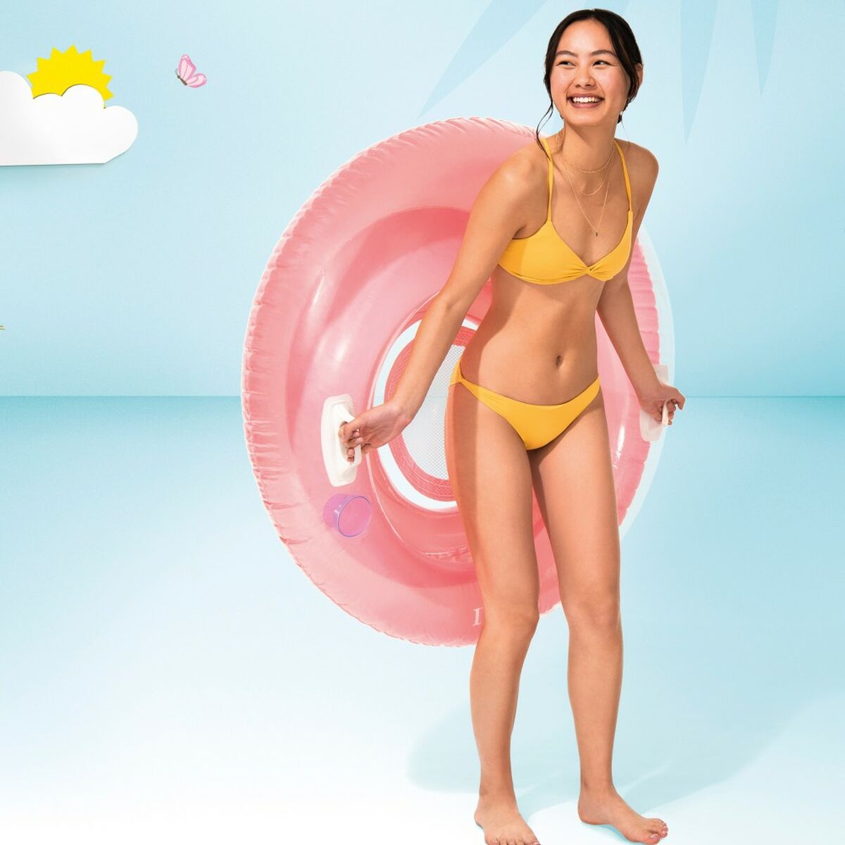 Scaun gonflabil pentru piscină Intex Rotund Ø 119 cm 119 x 119 cm (6 Unități) - Jucarii si jocuri, În aer liber și sport