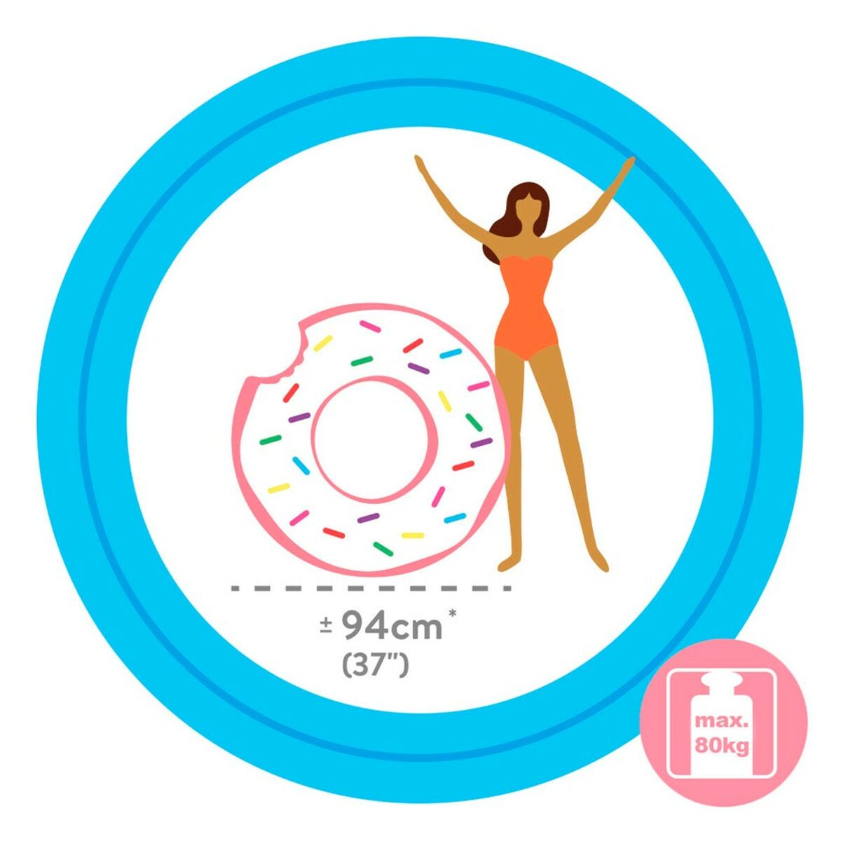 Roată gonflabilă Intex Donut Roz 107 x 99 x 23 cm (12 Unități) - Jucarii si jocuri, În aer liber și sport