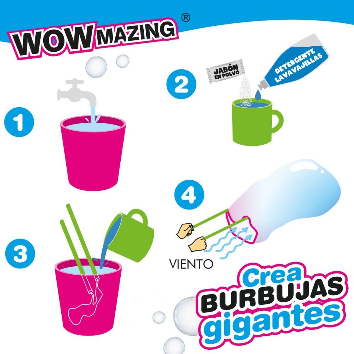Joc cu Baloane de Săpun WOWmazing 41 cm (24 Unități) - Jucarii si jocuri, În aer liber și sport