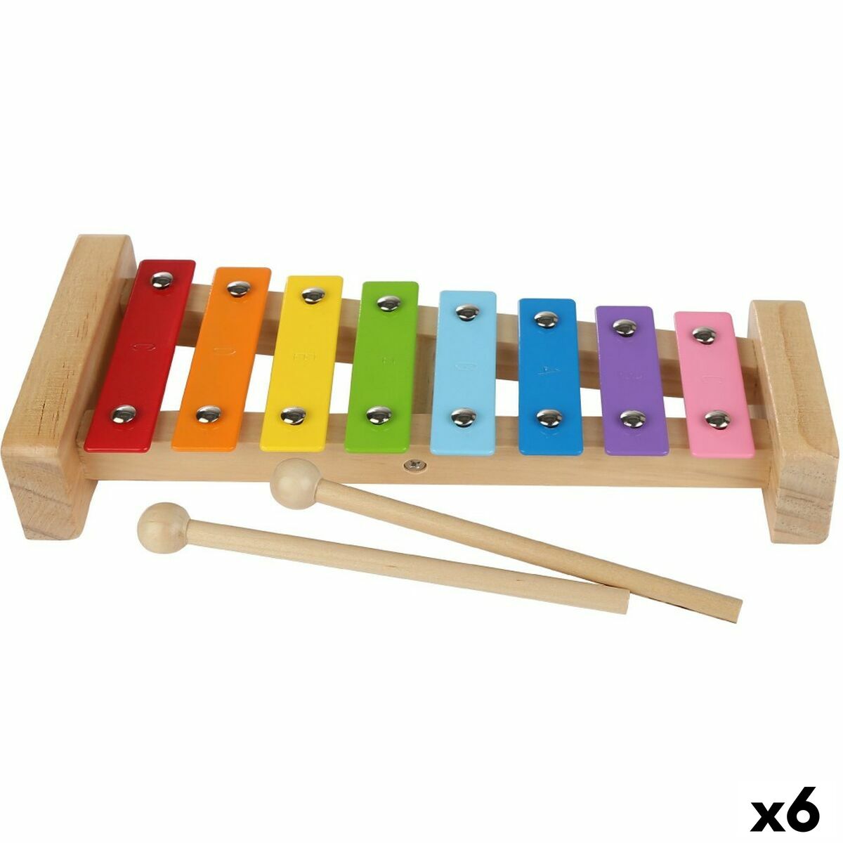 Xilofon Woomax Lemn Metal 26 x 4,5 x 11,5 cm (6 Unități) - Jucarii si jocuri, Instrumente muzicale pentru copii