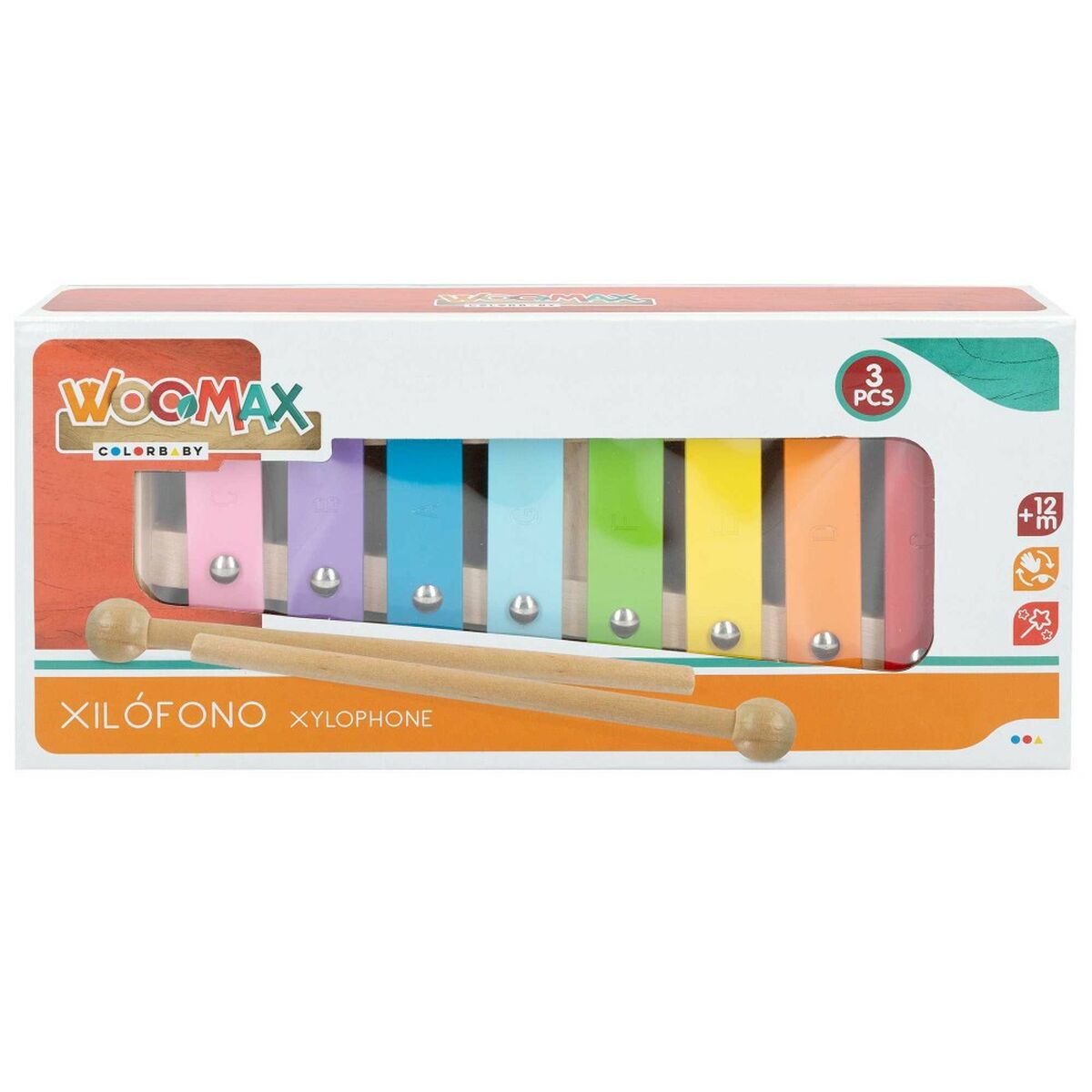 Xilofon Woomax Lemn Metal 26 x 4,5 x 11,5 cm (6 Unități) - Jucarii si jocuri, Instrumente muzicale pentru copii