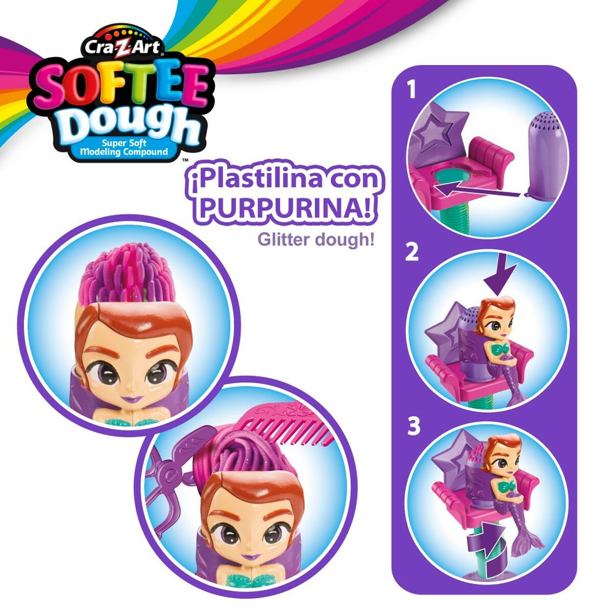 Joc de Plastilină Cra-Z-Art Softee Dough Păr sirenas (4 Unități) - Jucarii si jocuri, Activități creative
