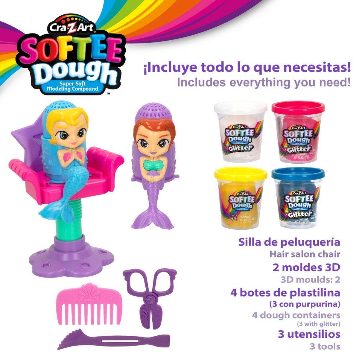 Joc de Plastilină Cra-Z-Art Softee Dough Păr sirenas (4 Unități) - Jucarii si jocuri, Activități creative