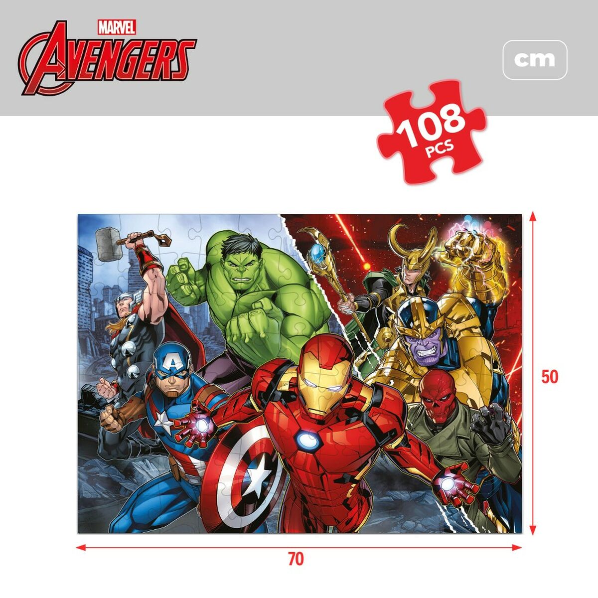 Puzzle pentru Copii The Avengers Cu două fețe 108 Piese 70 x 1,5 x 50 cm (6 Unități) - Jucarii si jocuri, Puzzle-uri și puzzle-uri