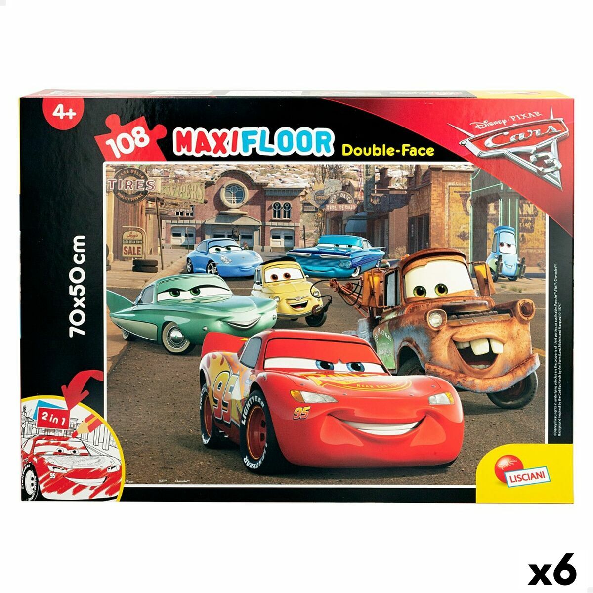 Puzzle pentru Copii Cars Cu două fețe 108 Piese 70 x 1,5 x 50 cm (6 Unități) - Jucarii si jocuri, Puzzle-uri și puzzle-uri
