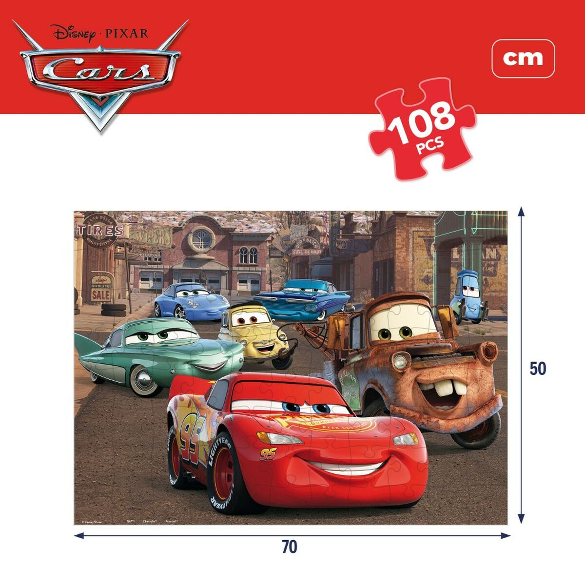 Puzzle pentru Copii Cars Cu două fețe 108 Piese 70 x 1,5 x 50 cm (6 Unități) - Jucarii si jocuri, Puzzle-uri și puzzle-uri