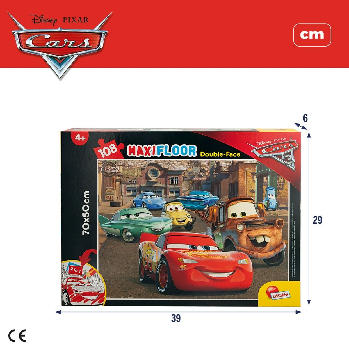 Puzzle pentru Copii Cars Cu două fețe 108 Piese 70 x 1,5 x 50 cm (6 Unități) - Jucarii si jocuri, Puzzle-uri și puzzle-uri