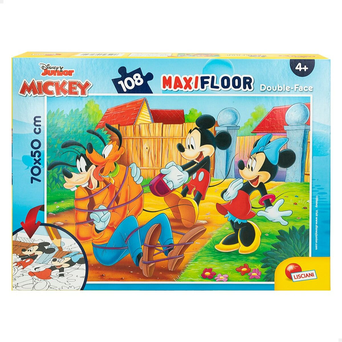 Puzzle pentru Copii Mickey Mouse Cu două fețe 108 Piese 70 x 1,5 x 50 cm (6 Unități) - Jucarii si jocuri, Puzzle-uri și puzzle-uri