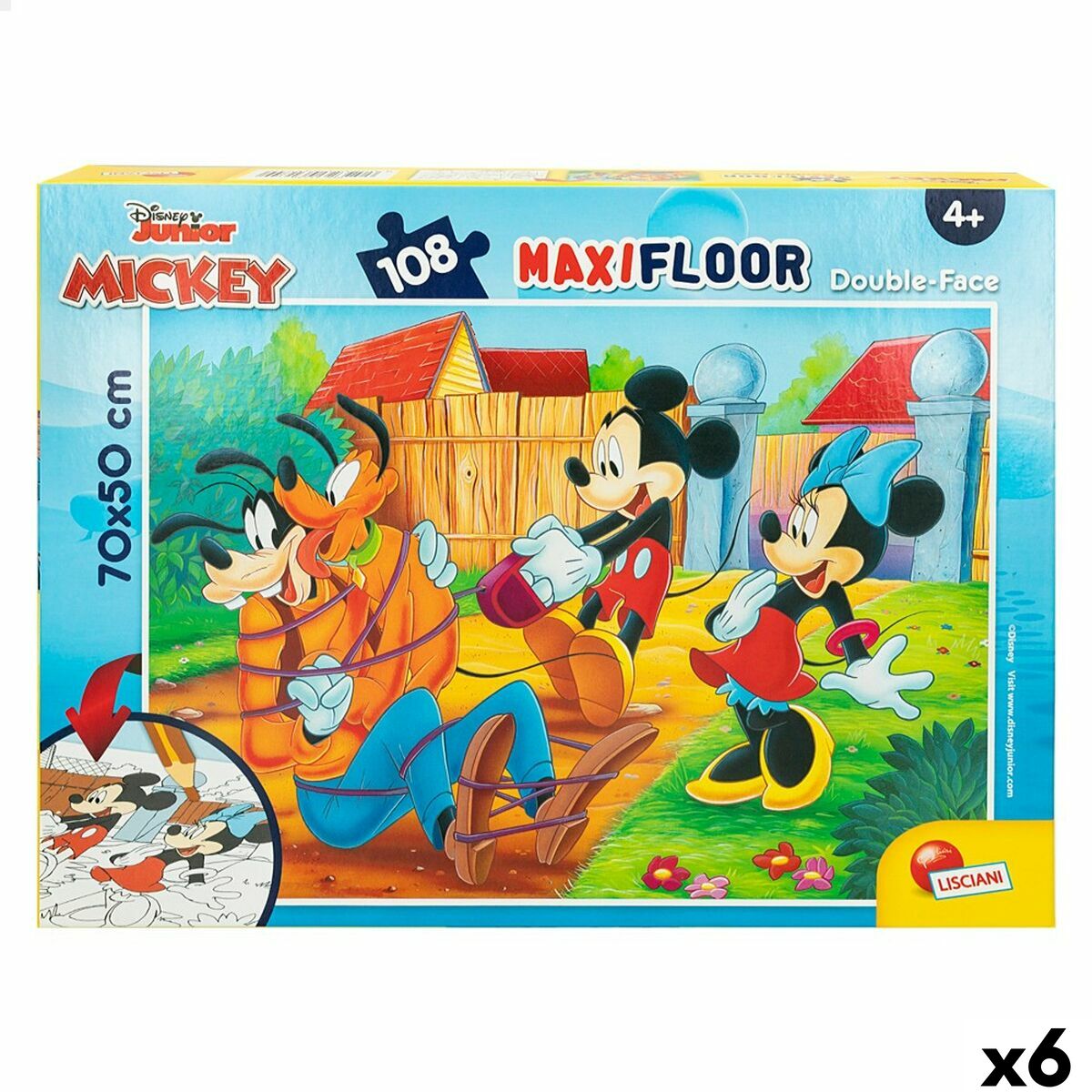Puzzle pentru Copii Mickey Mouse Cu două fețe 108 Piese 70 x 1,5 x 50 cm (6 Unități) - Jucarii si jocuri, Puzzle-uri și puzzle-uri