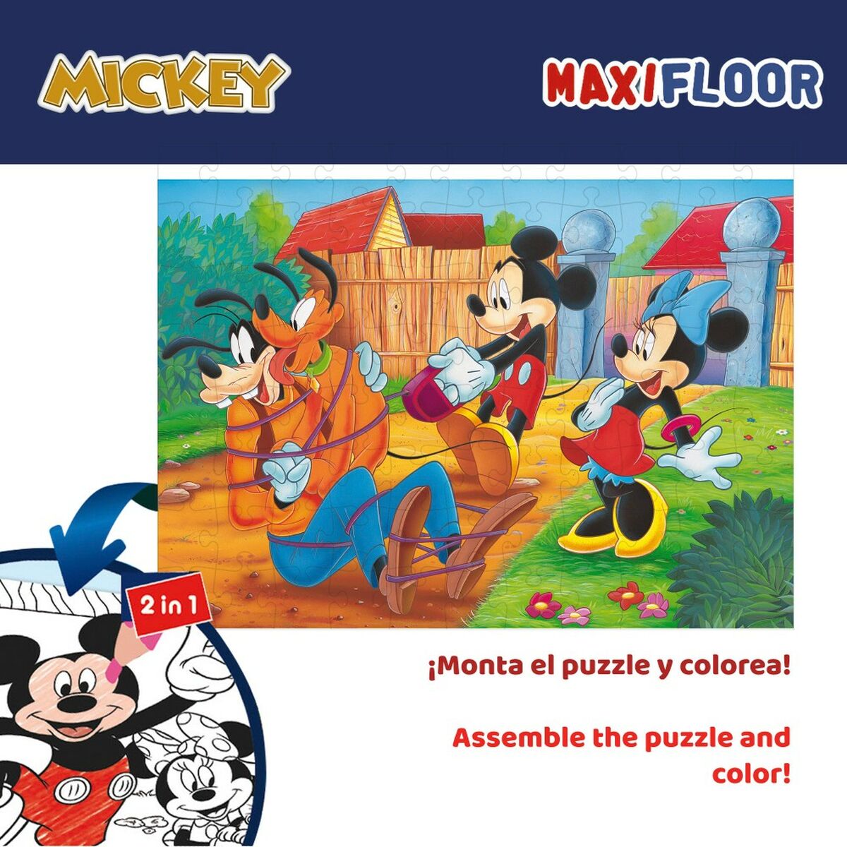 Puzzle pentru Copii Mickey Mouse Cu două fețe 108 Piese 70 x 1,5 x 50 cm (6 Unități) - Jucarii si jocuri, Puzzle-uri și puzzle-uri