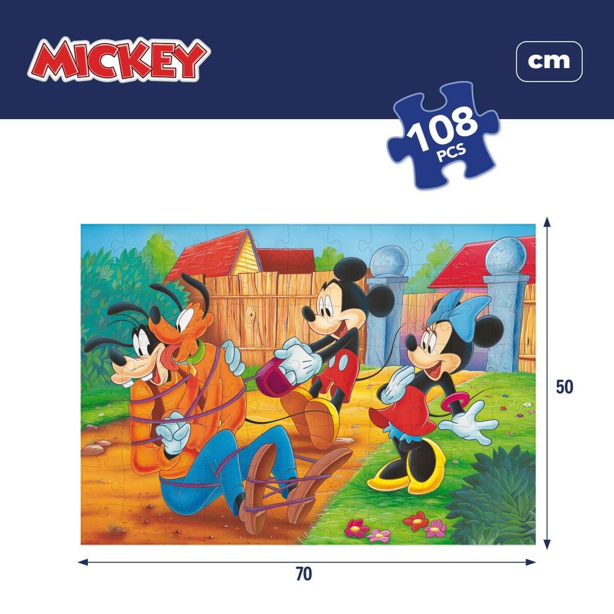 Puzzle pentru Copii Mickey Mouse Cu două fețe 108 Piese 70 x 1,5 x 50 cm (6 Unități) - Jucarii si jocuri, Puzzle-uri și puzzle-uri