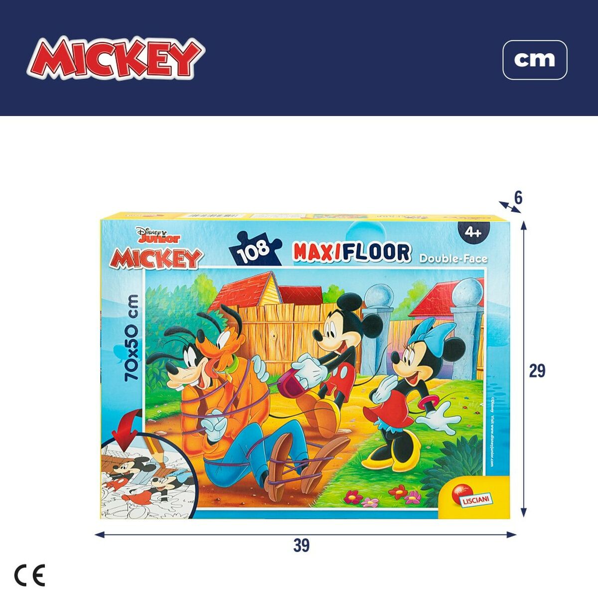 Puzzle pentru Copii Mickey Mouse Cu două fețe 108 Piese 70 x 1,5 x 50 cm (6 Unități) - Jucarii si jocuri, Puzzle-uri și puzzle-uri