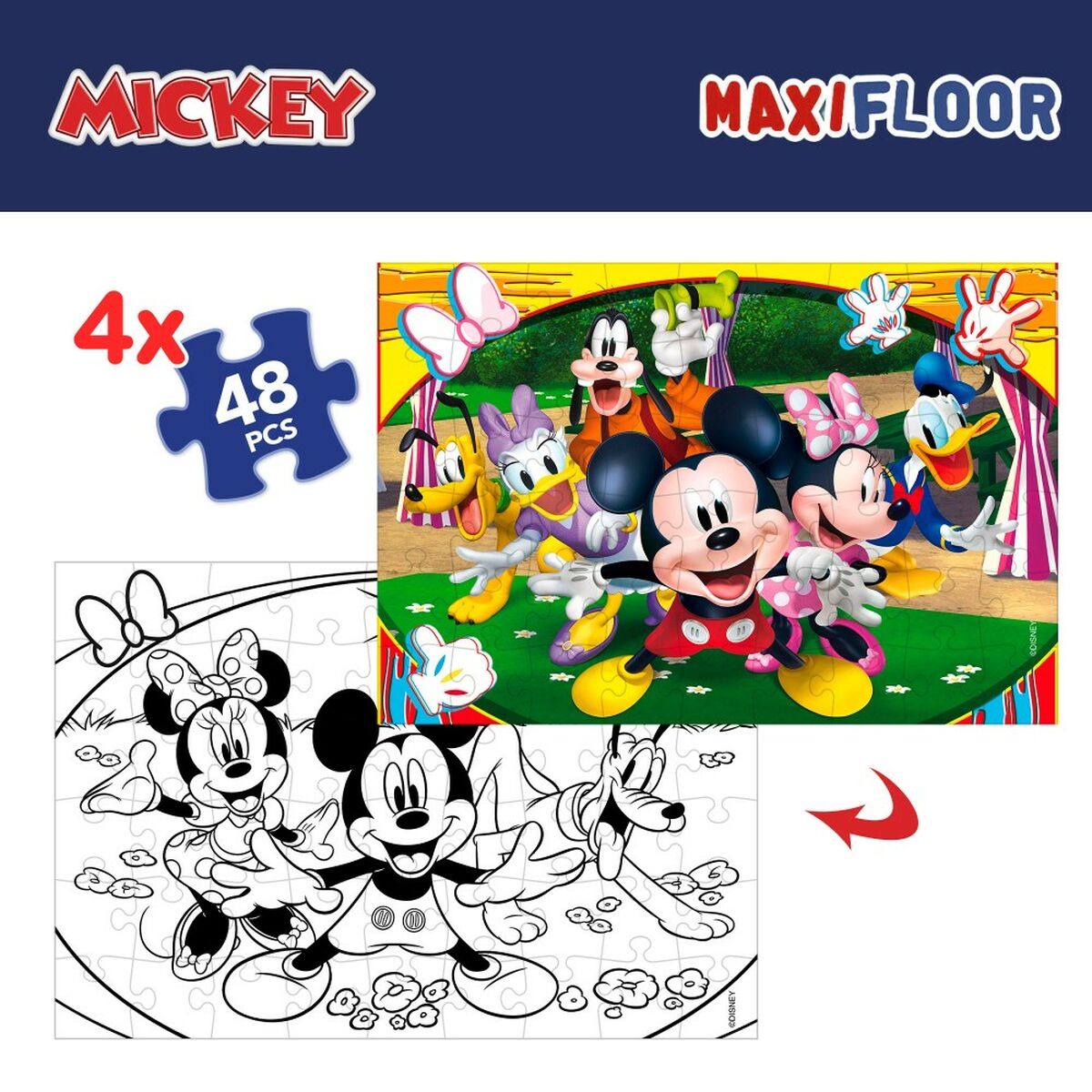 Set de 4 Puzzle-uri Mickey Mouse 35 x 1,5 x 25 cm 48 Piese (6 Unități) - Jucarii si jocuri, Puzzle-uri și puzzle-uri