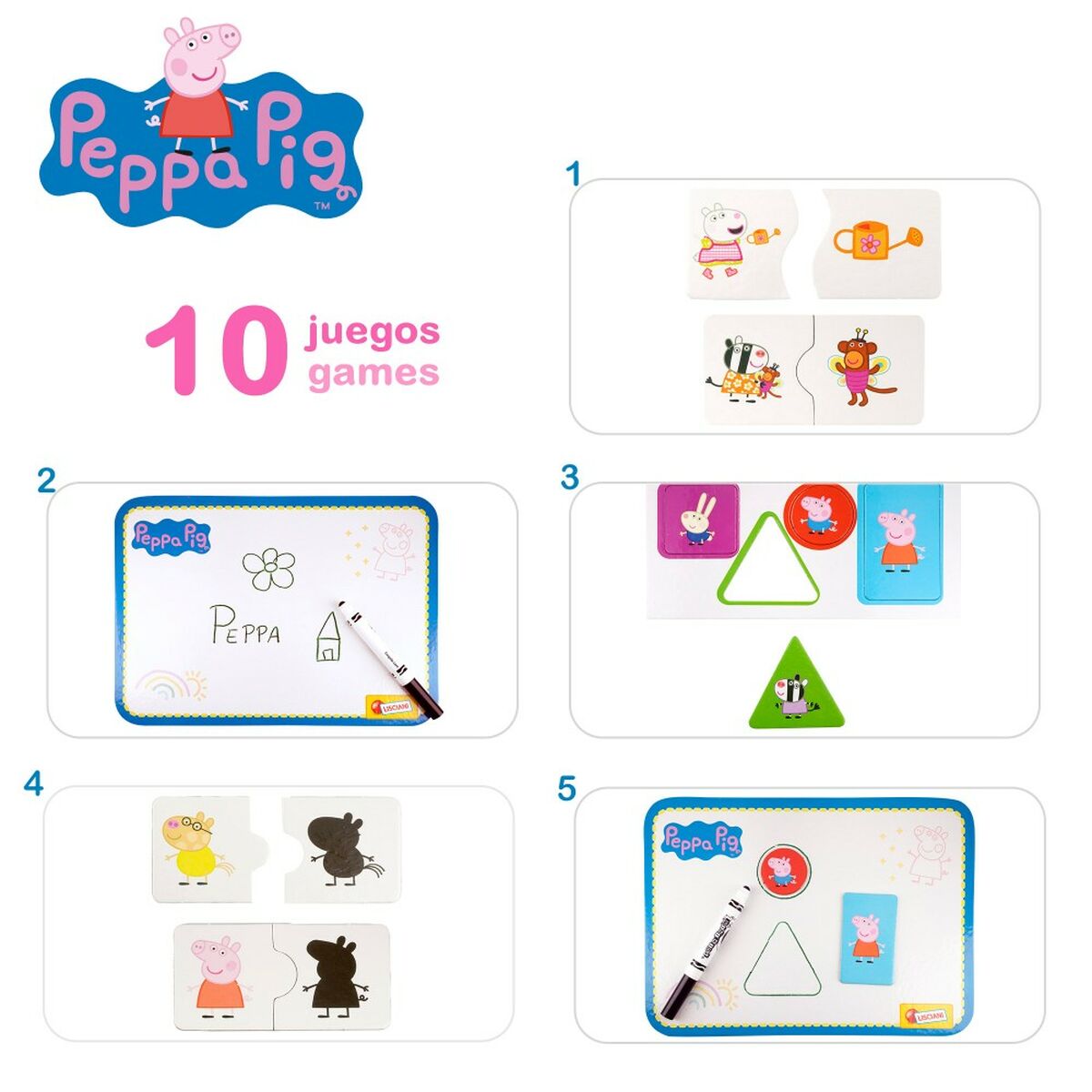 Masă cu mai multe jocuri Peppa Pig (6 Unități) - Jucarii si jocuri, În aer liber și sport