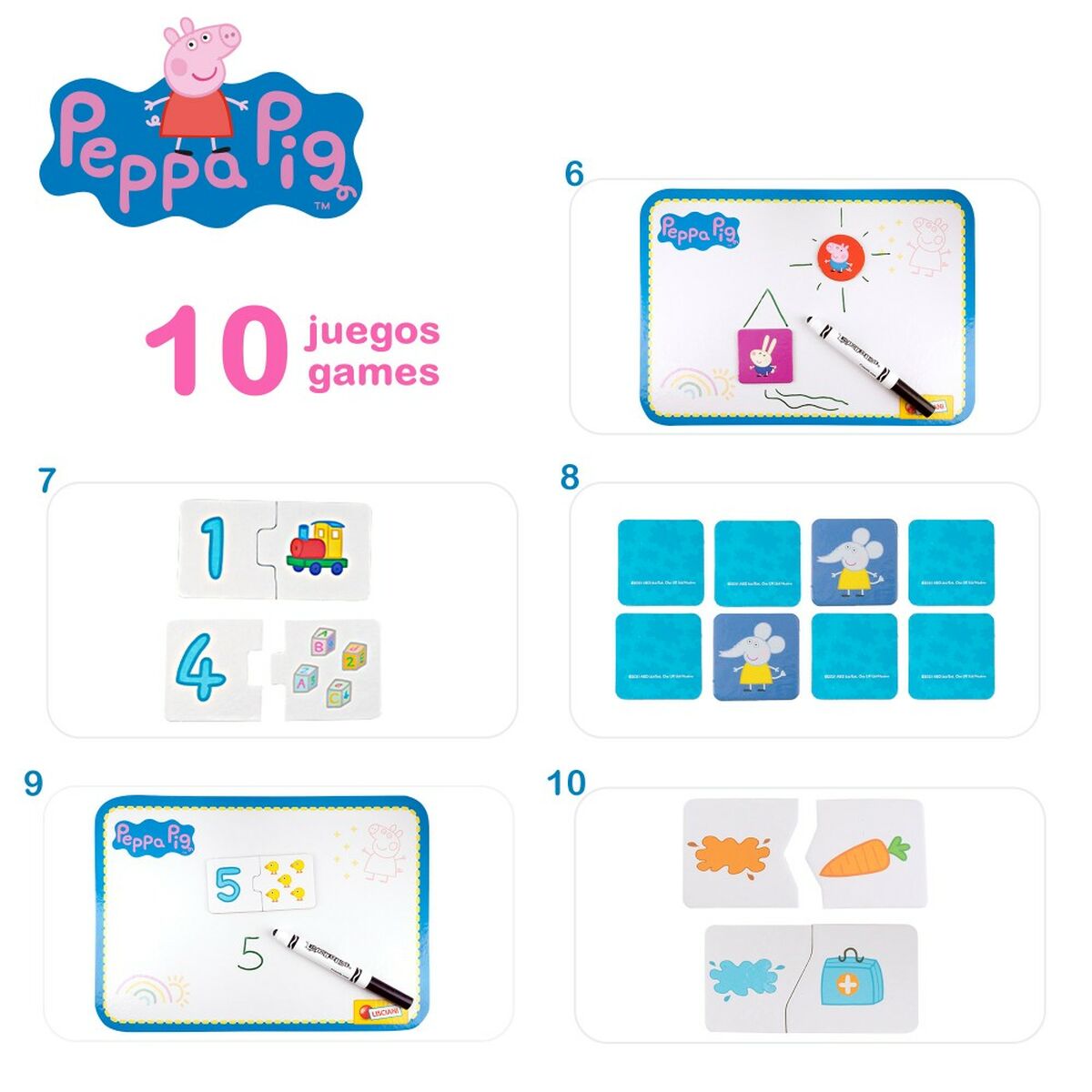 Masă cu mai multe jocuri Peppa Pig (6 Unități) - Jucarii si jocuri, În aer liber și sport