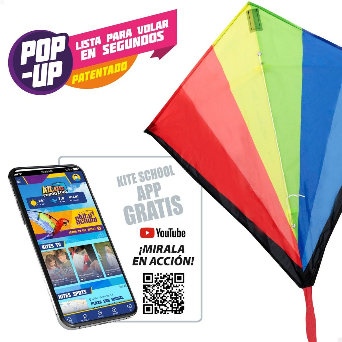 Zmeu Eolo Pop-Up Diamond 56 x 59 x 2 cm - Jucarii si jocuri, În aer liber și sport
