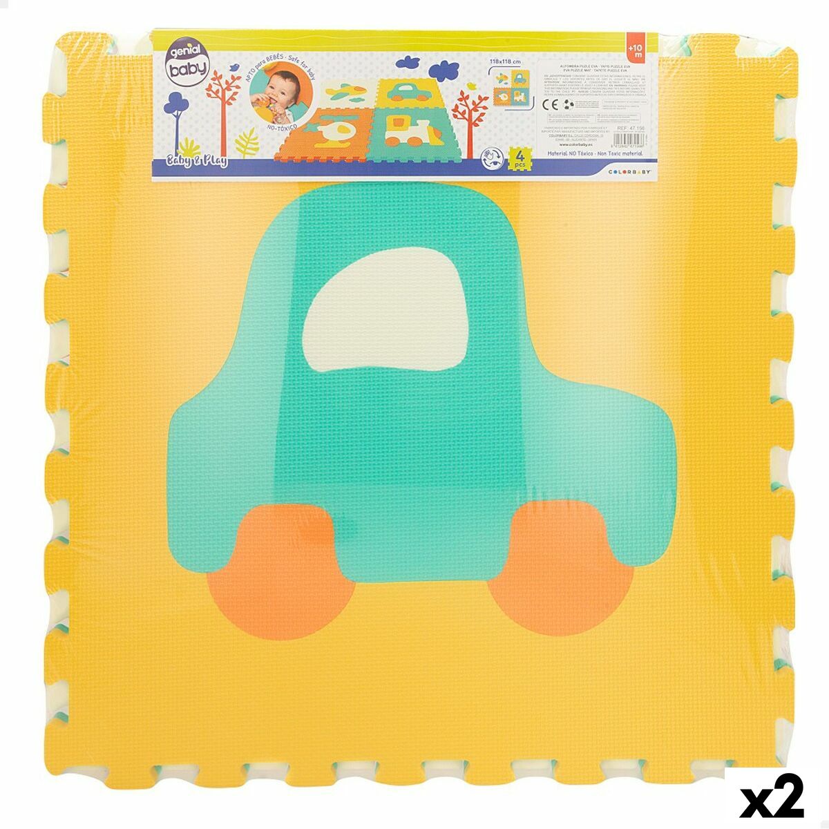 Covor Puzzle Colorbaby 4 Piese Vehicule 118 x 118 cm EVA (2 Unități) - Jucarii si jocuri, Puzzle-uri și puzzle-uri