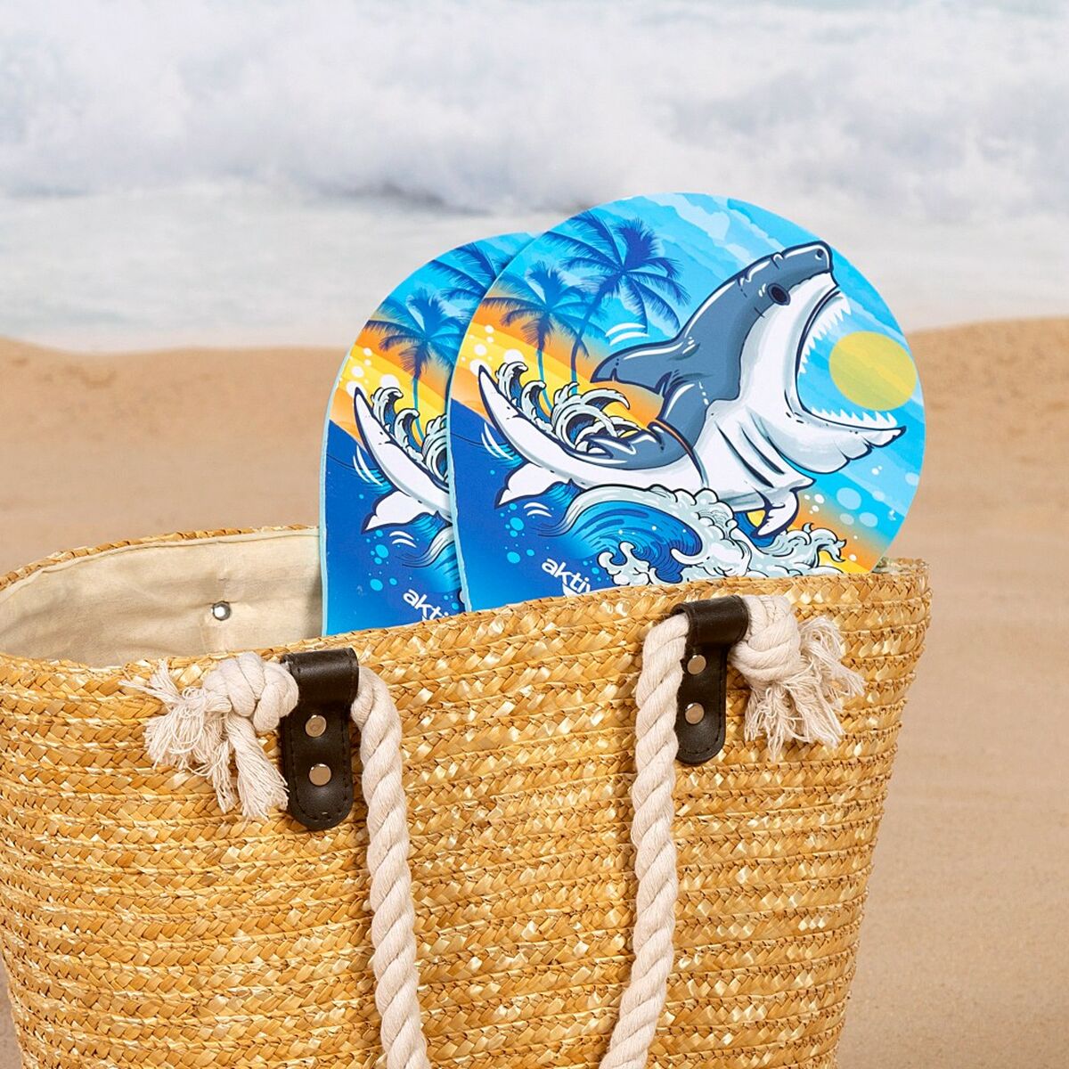 Palete de Plajă cu Minge Aktive Rechin 19,5 x 38 cm (24 Unități) - Jucarii si jocuri, În aer liber și sport
