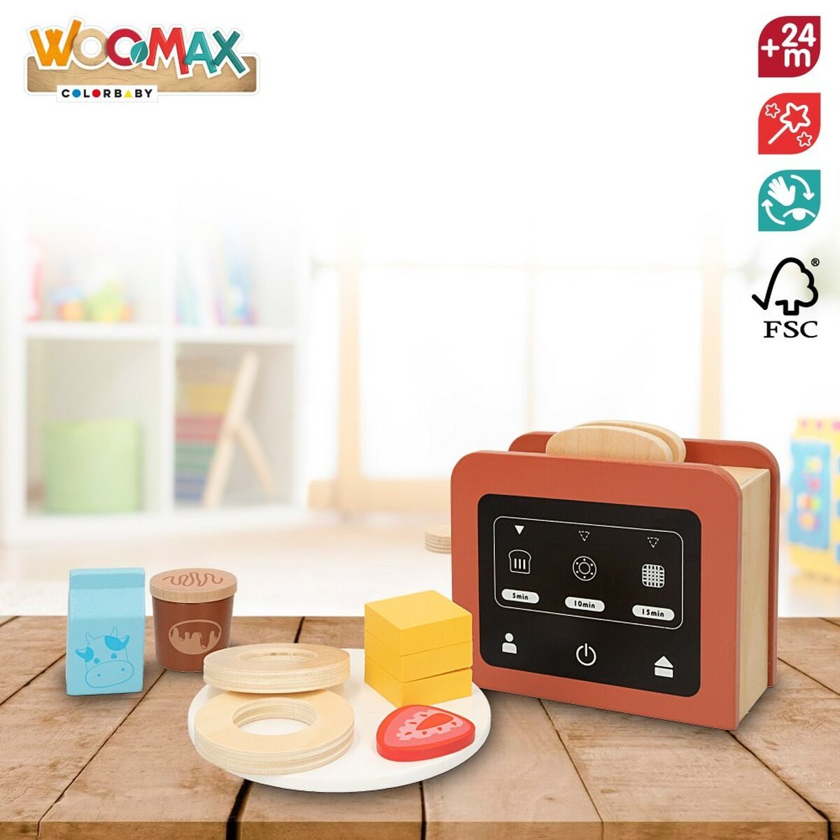Toaster jucărie Woomax 10 Piese 18,5 x 12,5 x 7,5 cm (4 Unități) - Jucarii si jocuri, Imitații de jocuri