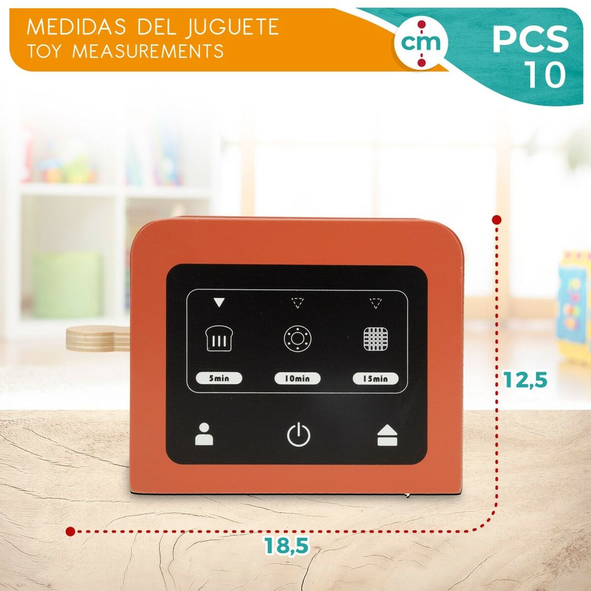 Toaster jucărie Woomax 10 Piese 18,5 x 12,5 x 7,5 cm (4 Unități) - Jucarii si jocuri, Imitații de jocuri