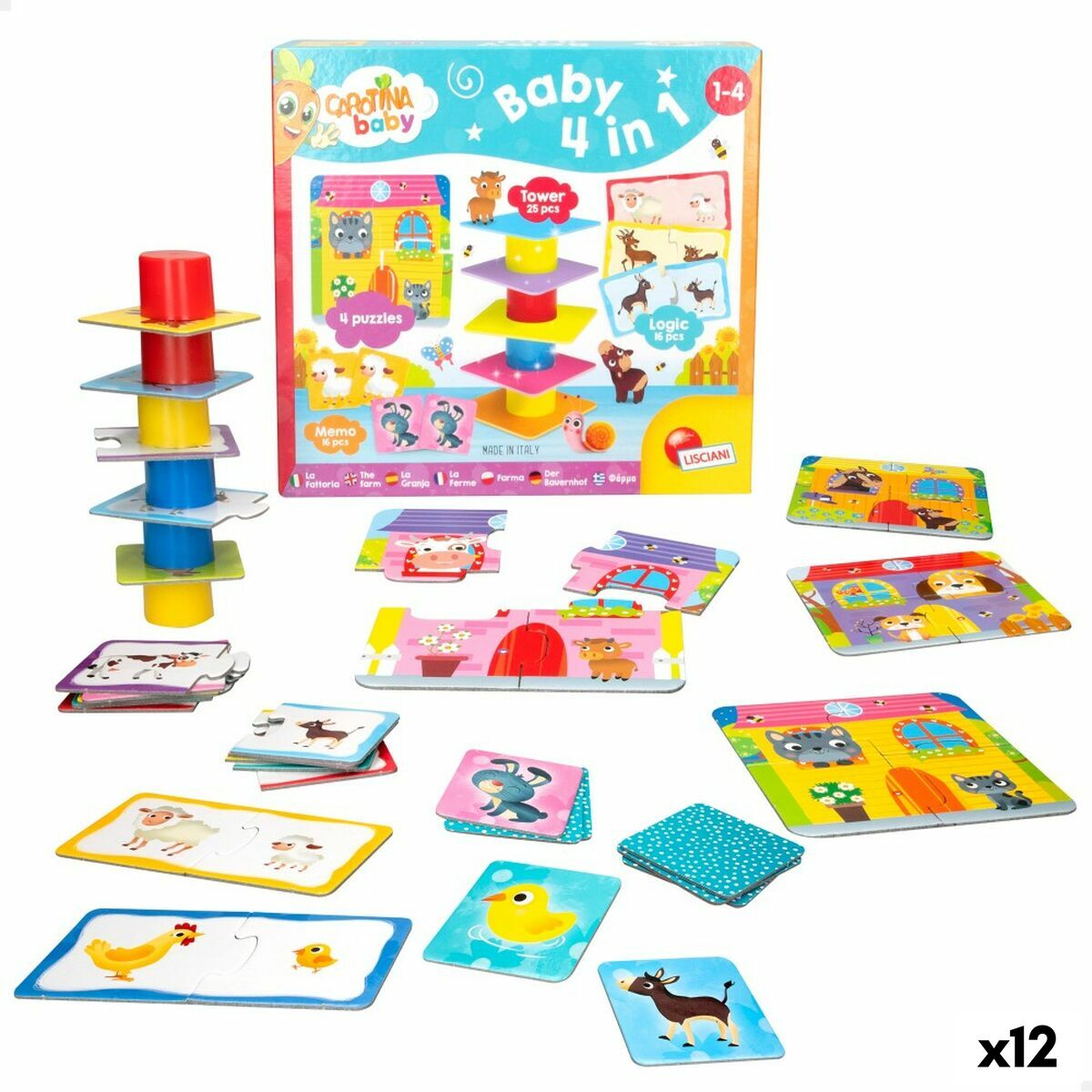 Puzzle Lisciani Carotina Baby 16 x 1 x 16,5 cm Fermă 4-ia-1 - Jucarii si jocuri, Puzzle-uri și puzzle-uri