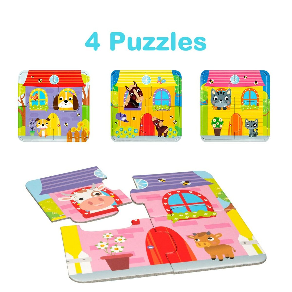 Puzzle Lisciani Carotina Baby 16 x 1 x 16,5 cm Fermă 4-ia-1 - Jucarii si jocuri, Puzzle-uri și puzzle-uri