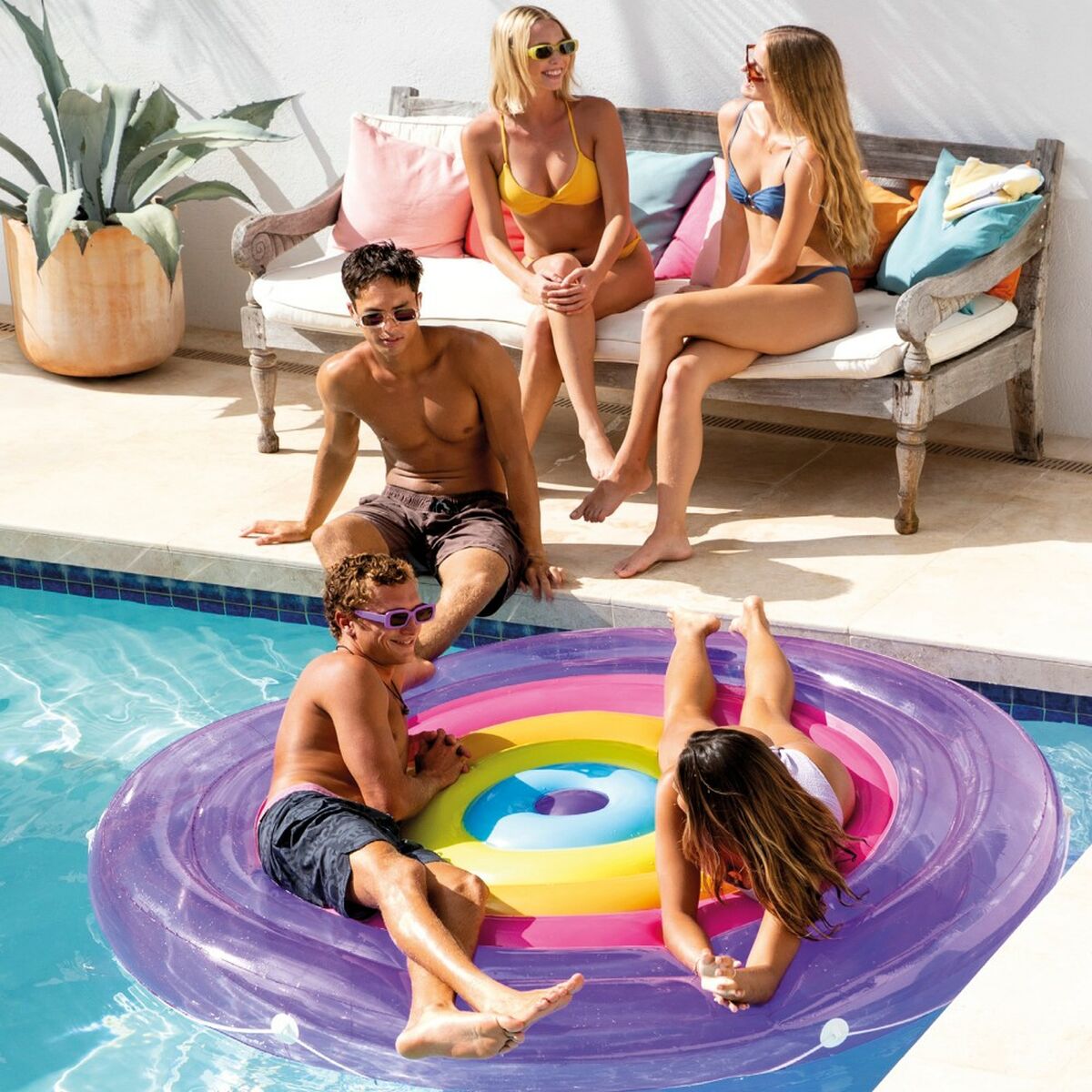 Saltea gonflabilă Intex 206 x 24 x 206 cm (3 Unități) - Jucarii si jocuri, În aer liber și sport