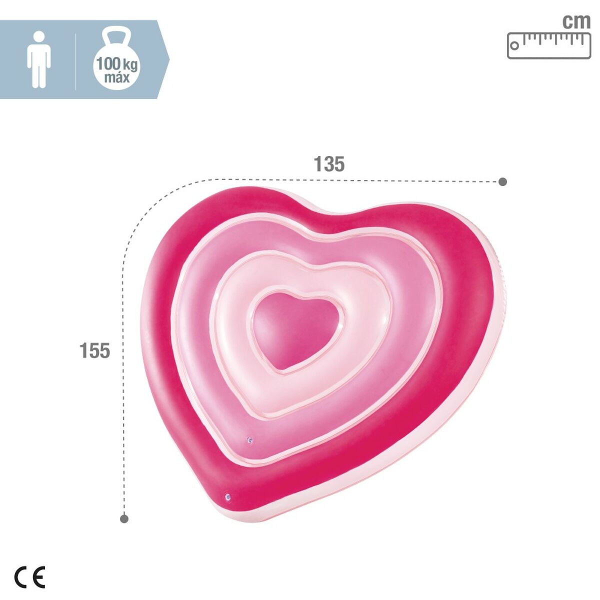 Saltea gonflabilă Intex Inimă 135 x 155 x 25 cm Roz (6 Unități) - Jucarii si jocuri, În aer liber și sport