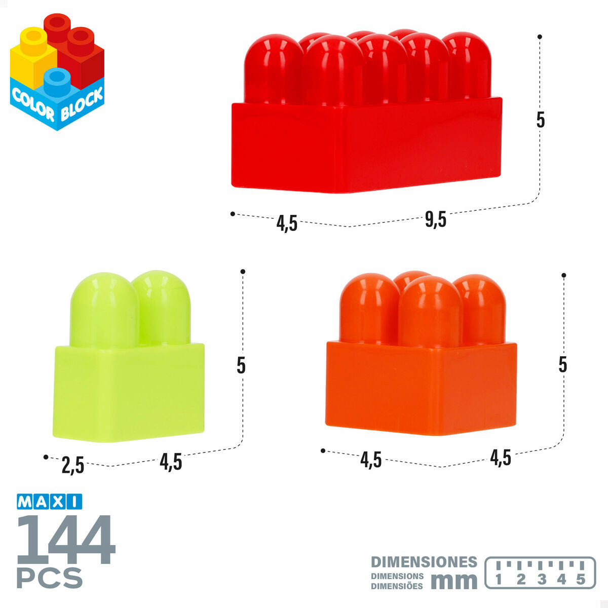 Plăci de Construcții Color Block 144 Piese - Jucarii si jocuri