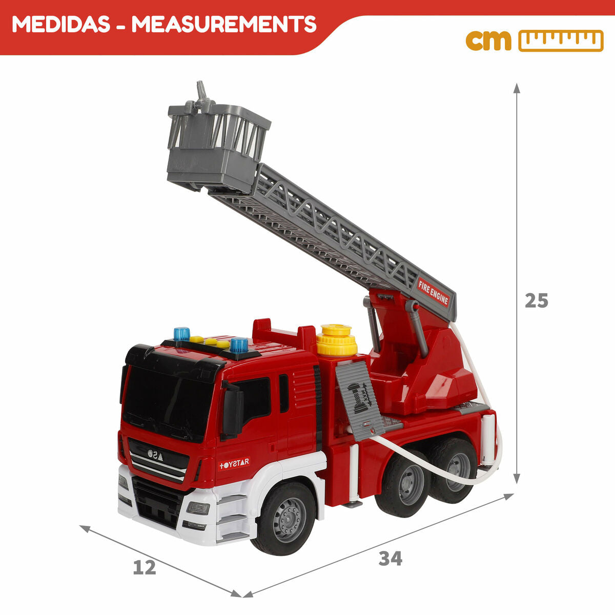 Mașină de pompieri cu girofar și sirenă Speed & Go 34 x 25 x 12 cm (4 Unități) - Jucarii si jocuri, Vehicule