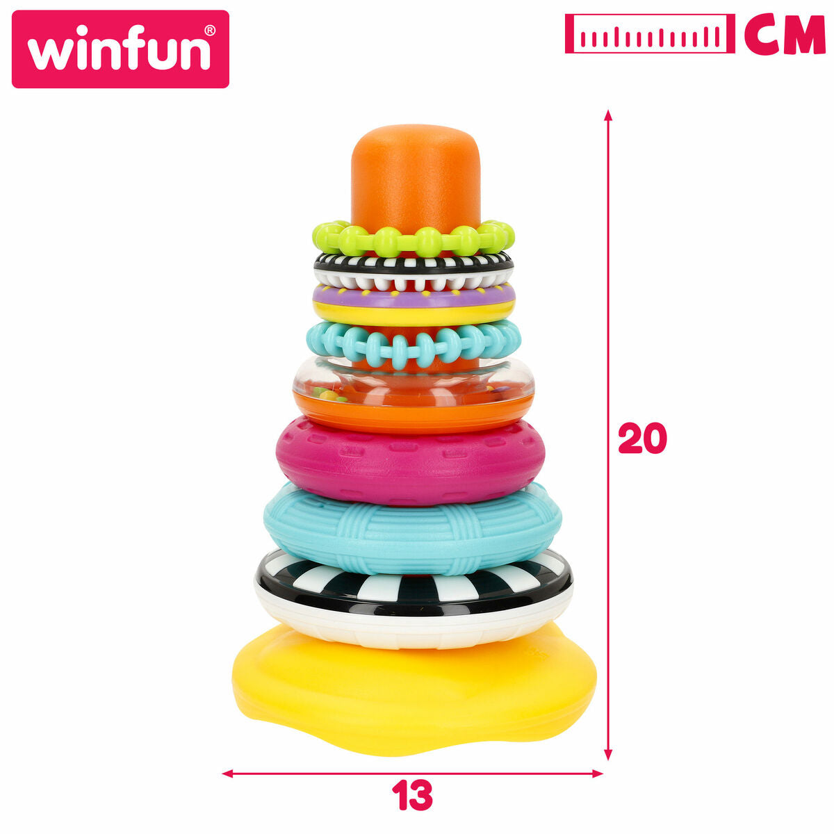 Blocuri Stivuibile Winfun 13 x 20 x 13 cm (6 Unități) - Bebelus, Jucăriile copilăriei timpurii