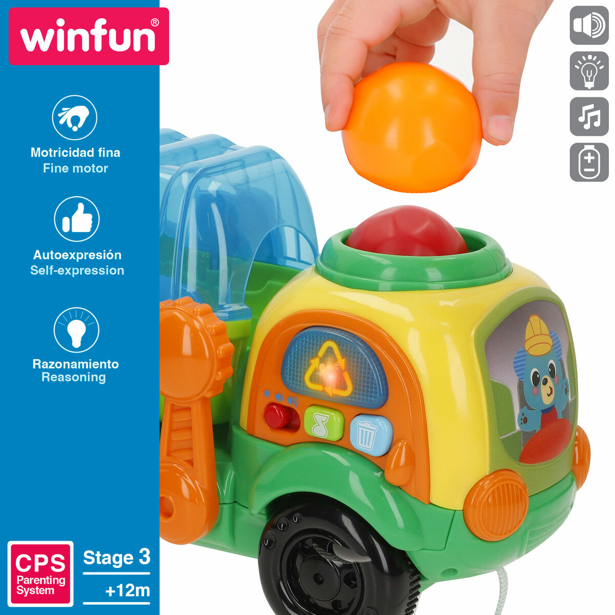 Jucărie de tras și împins Winfun 25 x 17 x 12 cm (4 Unități) - Bebelus, Jucăriile copilăriei timpurii