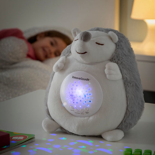 Arici de pluș cu proiector de zgomot alb și lumină nocturnă Spikey InnovaGoods - Bebelus, Dormitor