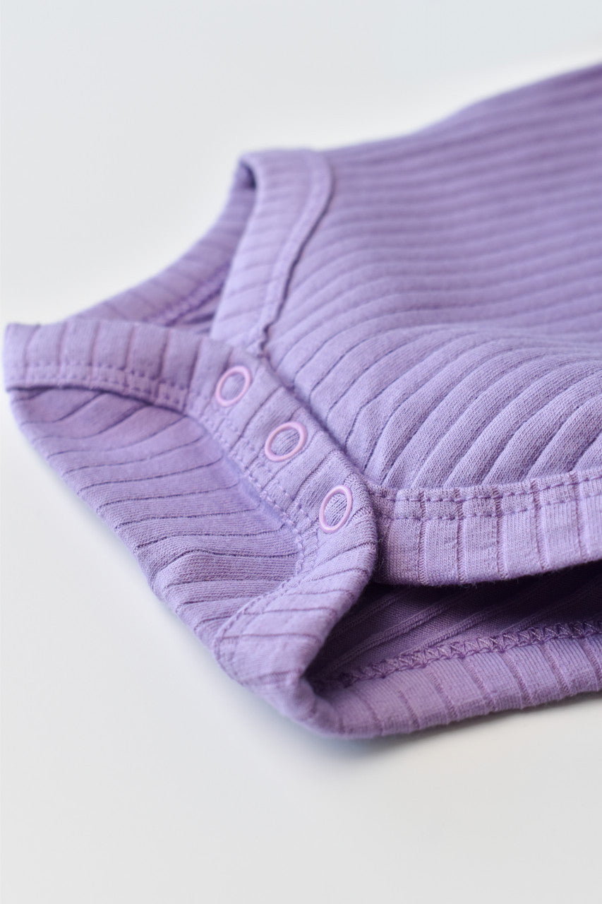 Body Bebe Unisex cu maneca lunga din 95% bumbac organic cu 5% elastan - Mov, BabyCosy