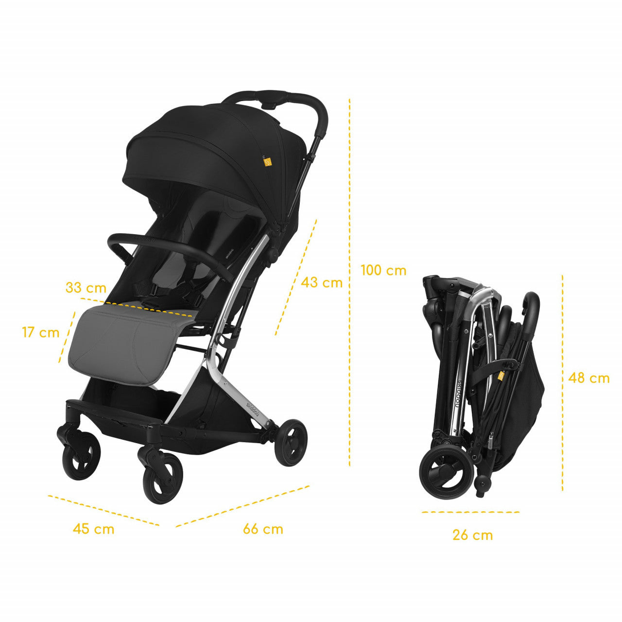 Carucior sport pliabil Skiddou Mikkeli Sky high, ultracompact pentru calatorii, Bleu