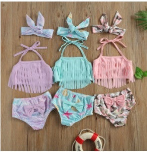 Costum de baie cu franjuri din 3 piese Drool - Costume de baie copii