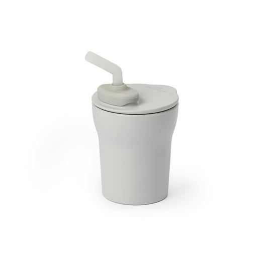 Pahar cu capac si pai antrenament bebelusi Miniware 1-2-3 Sip!, 100% din materiale naturale biodegradabile, Grey -