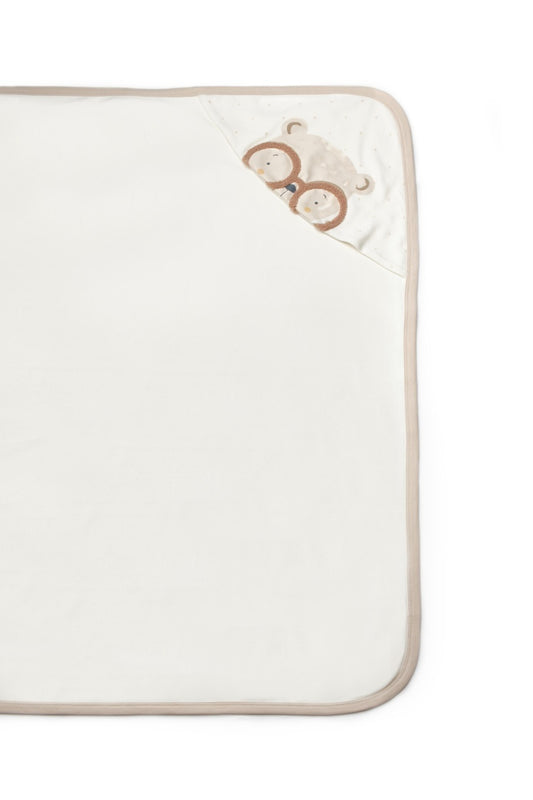 Paturica cu gluga pentru nou nascut, 100% bumbac organic, TeddyBear, BabyCosy