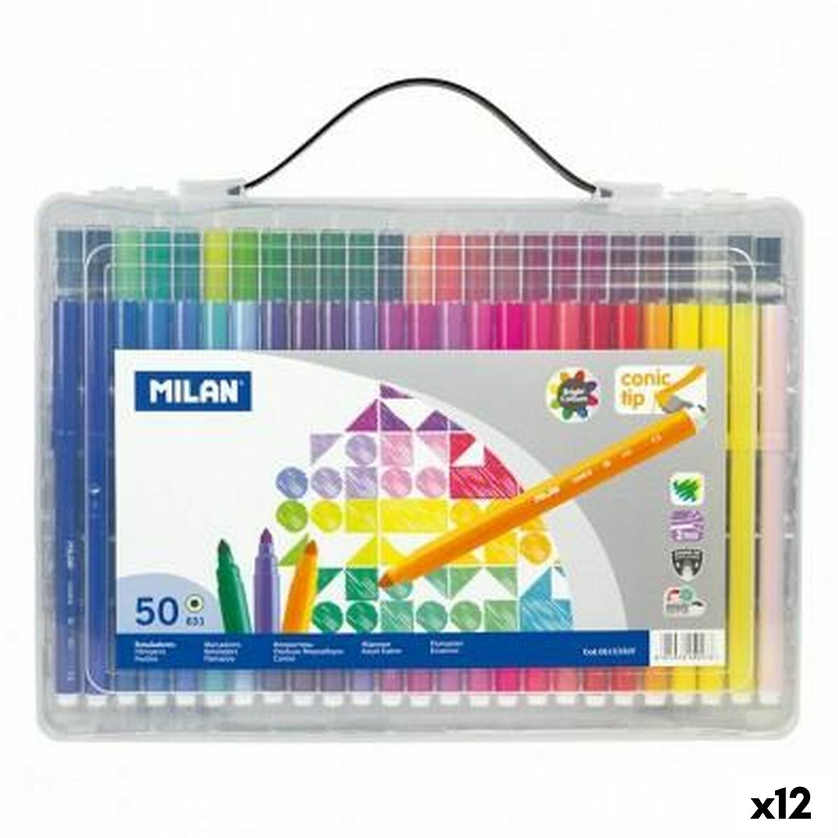 Set de Carioci Milan Conic Multicolor 50 Piese (12 Unități) - Birou și papetărie, Pixuri, creioane și articole de scris