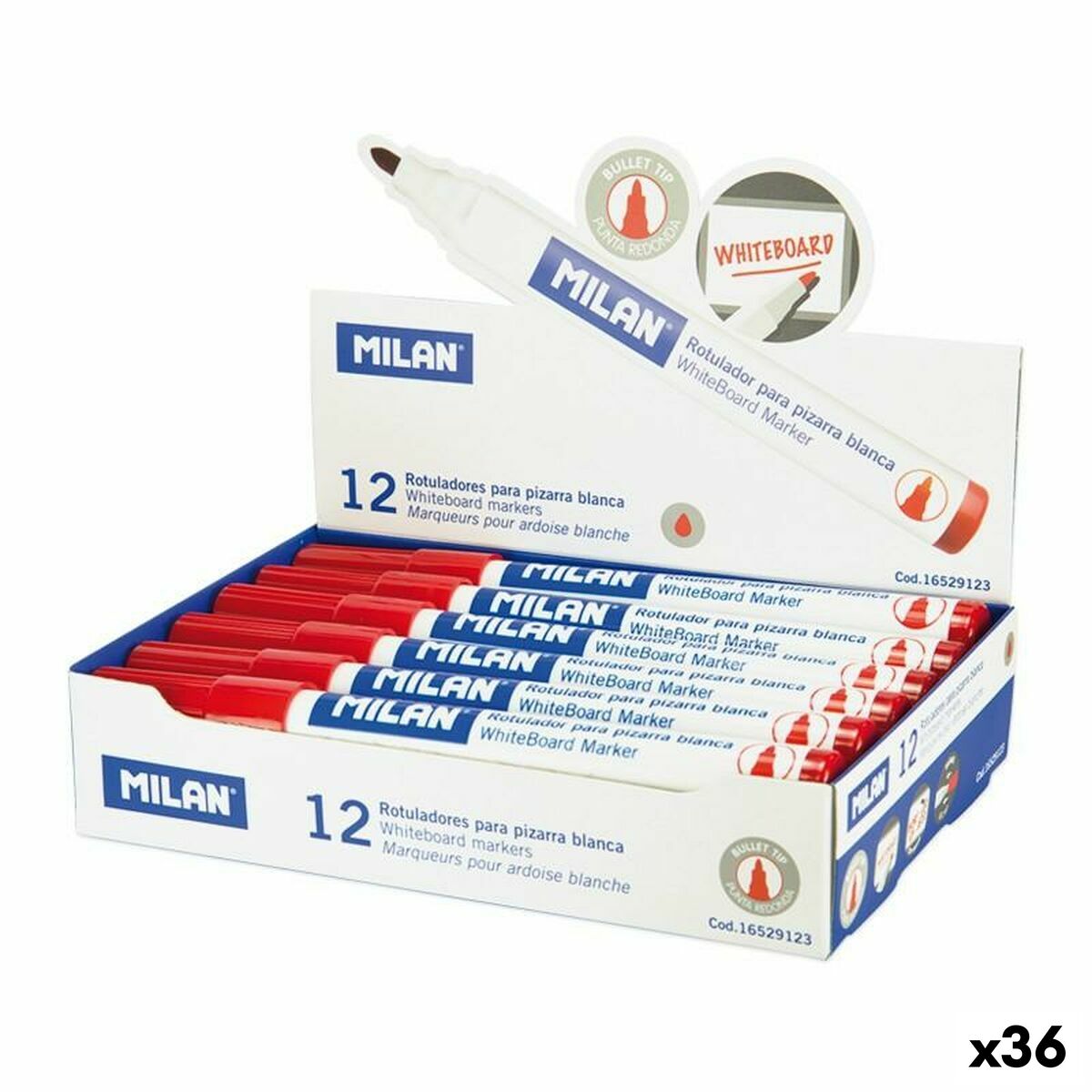 Set de Carioci Milan Tablă albă 12 Piese (36 Unități) - Birou și papetărie, Pixuri, creioane și articole de scris