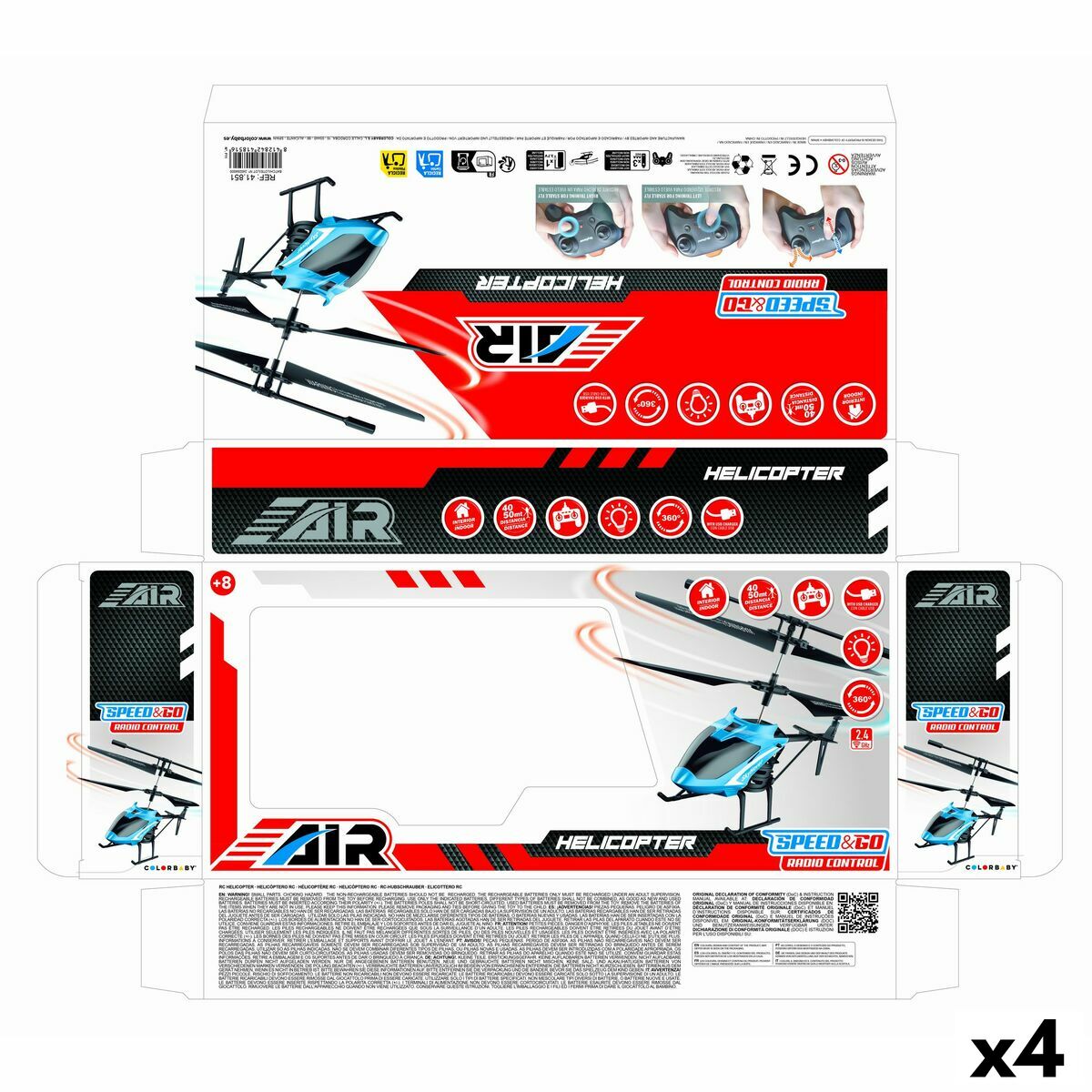 Elicopter Controlat de Radio Colorbaby (4 Unități) - Jucarii si jocuri, Vehicule