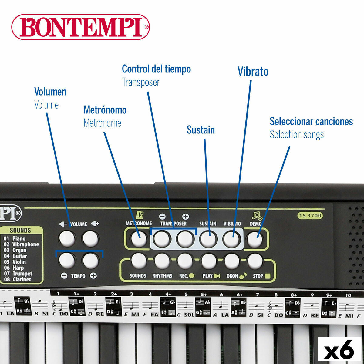 Tastatură 37 Taste Bontempi 42 x 4 x 15 cm (6 Unități) - Jucarii si jocuri, Instrumente muzicale pentru copii