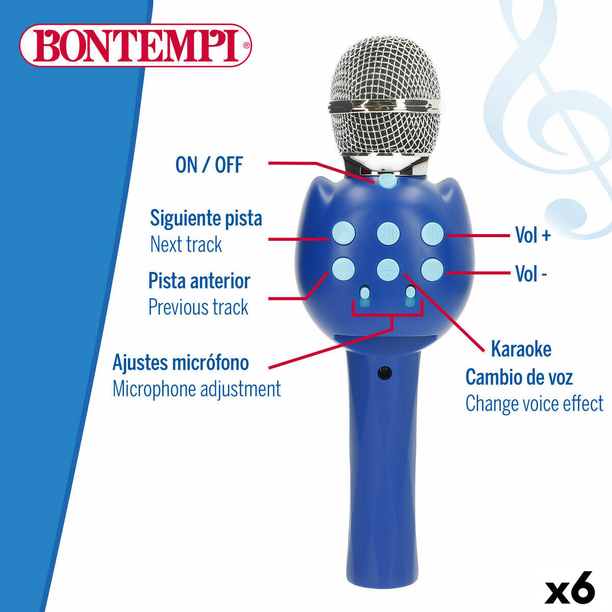 Microfon Karaoke Bontempi 6 Unități - Jucarii si jocuri, Jucării electronice