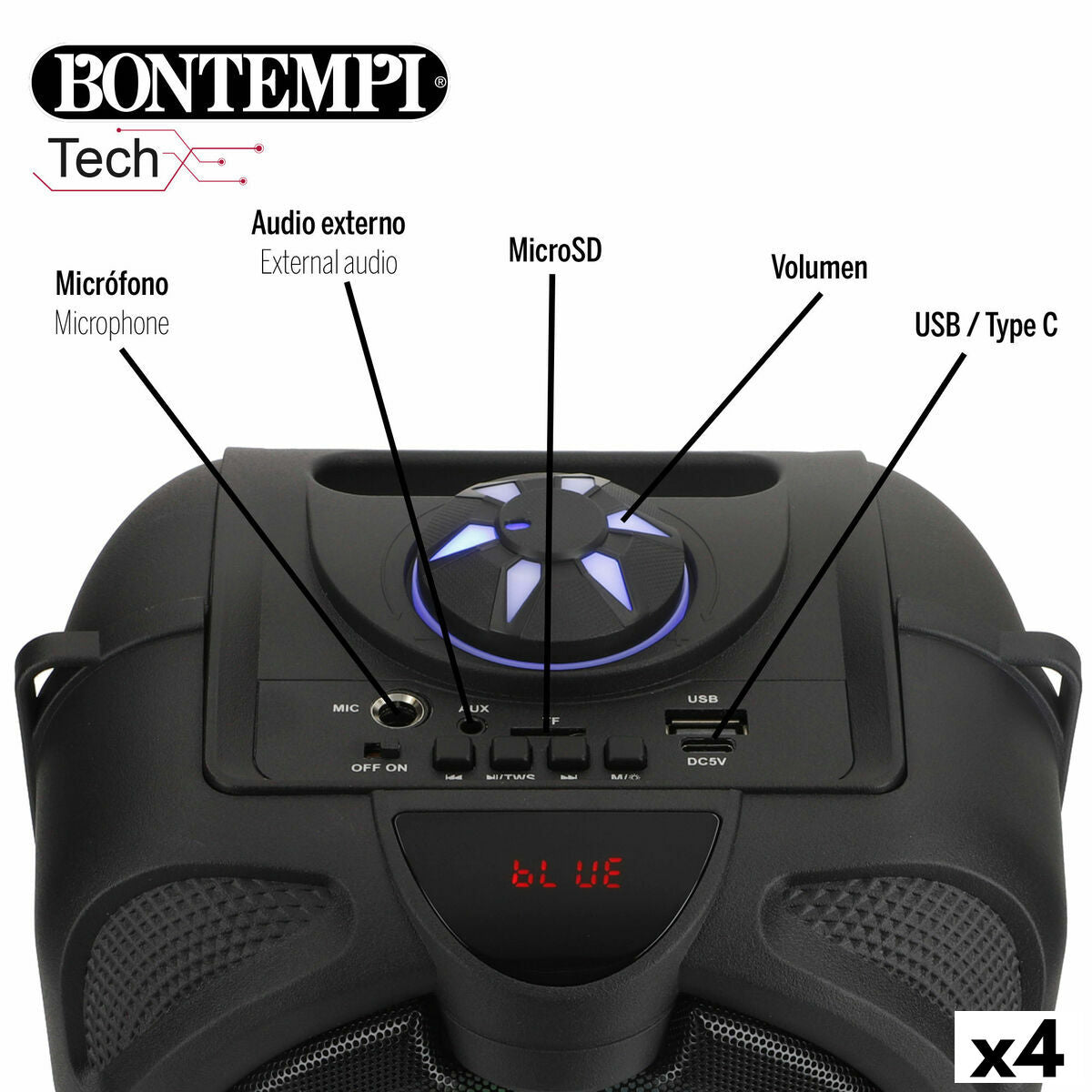 Difuzor cu Microfon Karaoke Bontempi 4 Unități - Jucarii si jocuri, Jucării electronice