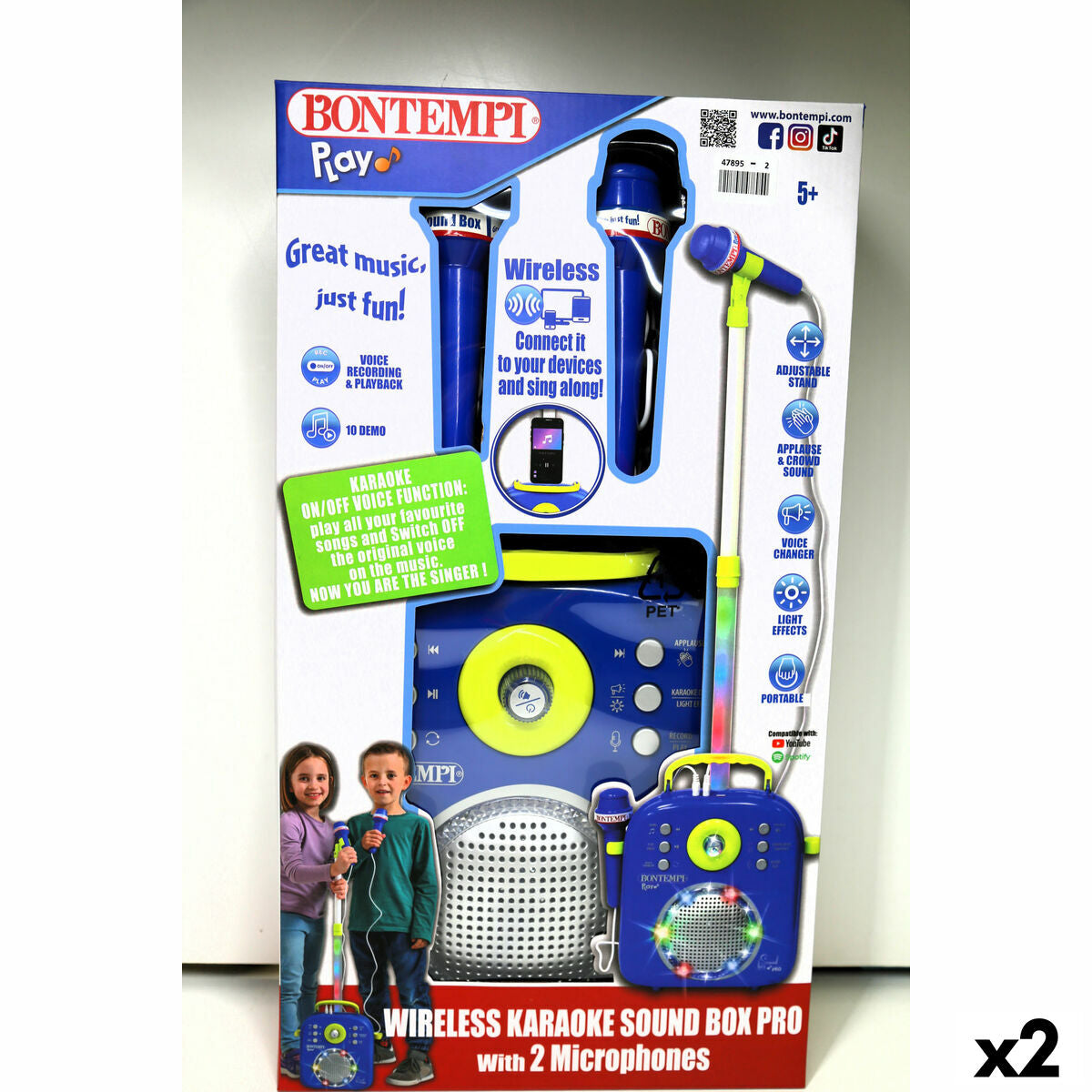 Difuzor cu Microfon Karaoke Bontempi 2 Unități - Jucarii si jocuri, Jucării electronice