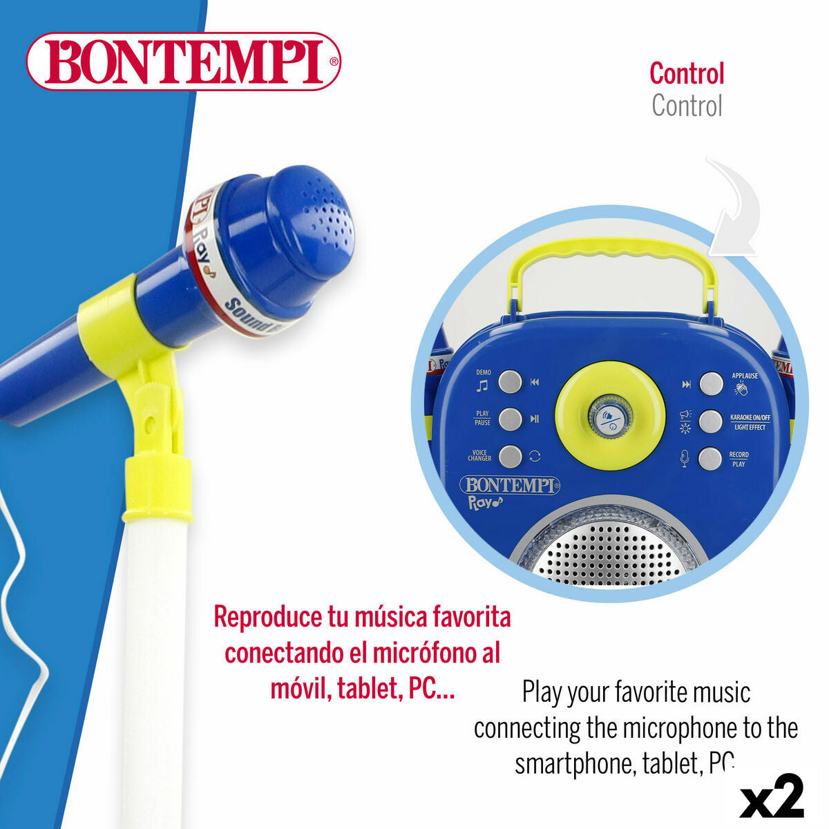 Difuzor cu Microfon Karaoke Bontempi 2 Unități - Jucarii si jocuri, Jucării electronice