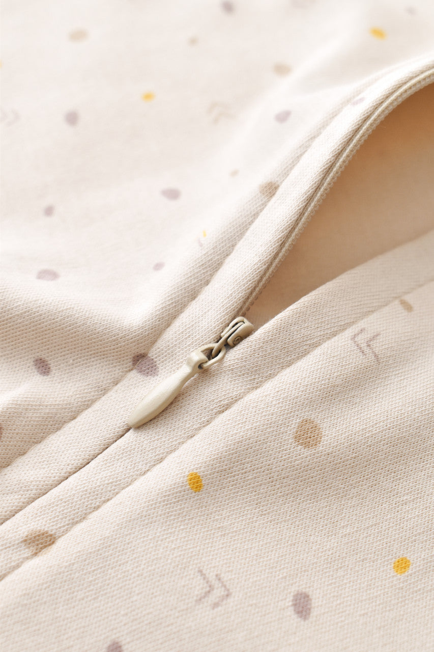Salopeta cu fermoar cu maneca lunga si pantaloni lungi - 100%bumbac organic - Crem cu buline, BabyCosy