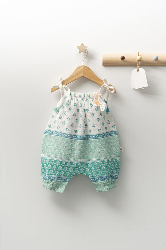 Salopeta de vara din muselina pentru bebelusi Peacock, Tongs baby -